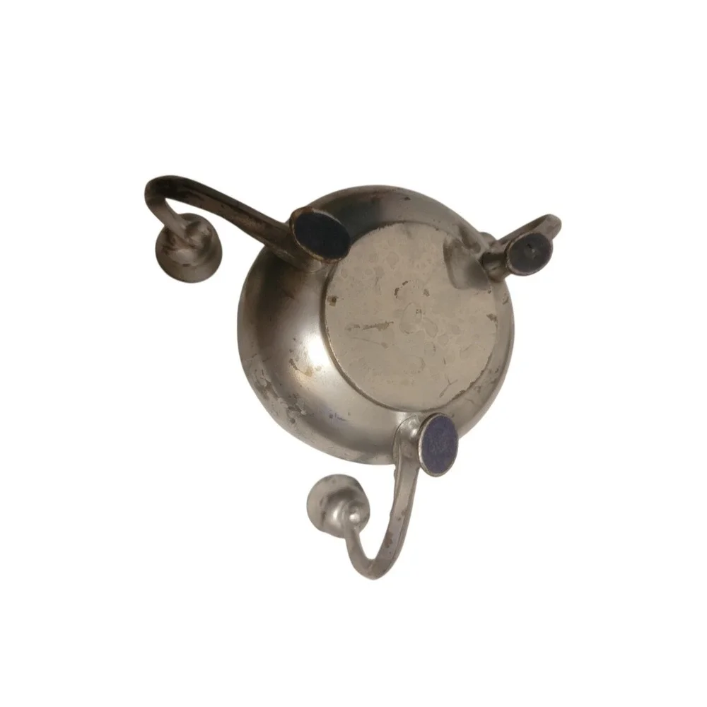Taper Candle Holder (3)-Arm Lotus Flower Silver‎ Finish